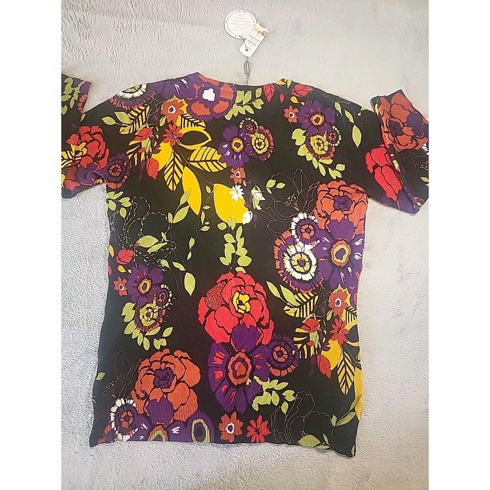 Joseph A  Cardigan Small Colorful Beaded Floral  Boho Cottage Core - Picture 4 of 7